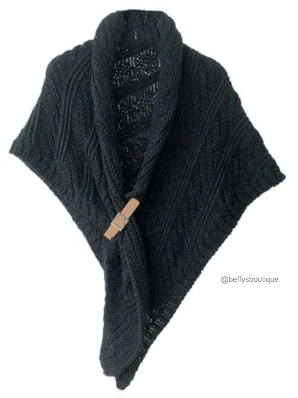 Crocheted Shawl Wrap Soft Jacquard Knit Cardigan Poncho Sweater Cape